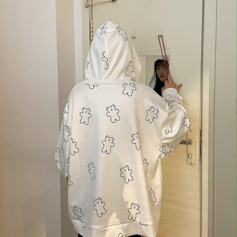 Áo Khoác Thun Có Mũ Hình Gấu - Áo Khoác Form Rộng - Kèm Video, Ảnh Thật - Titto Closet
