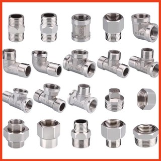 Đầu nối ren inox 1/2 3/4 kép lơ cả rá măng sông nối ren ống nước - Inox bóng .