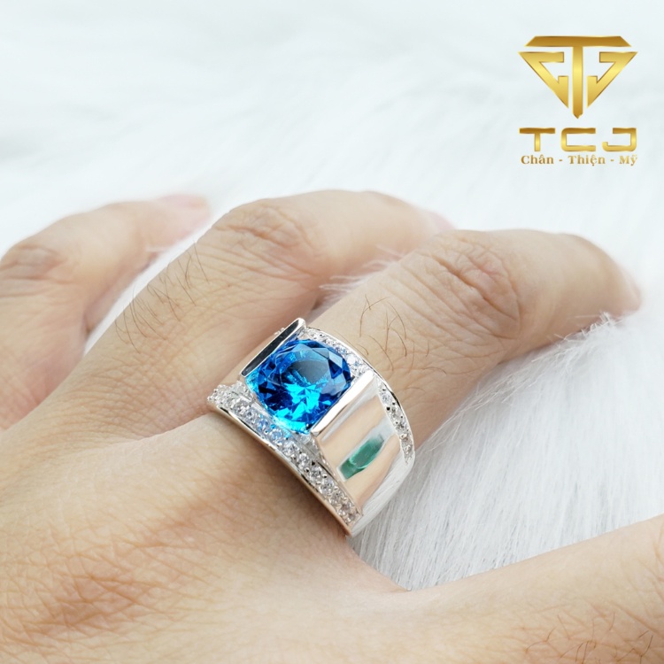 Nhẫn nam bạc ý 925 thiết kế 3D đính đá phong thủy sang trọng RM0049 Trang sức Toàn Cầu TCJ