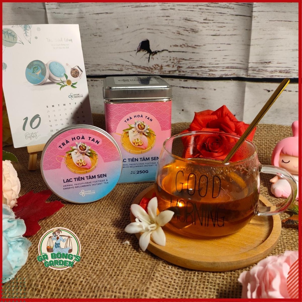 Trà Lạc Tiên Tâm Sen Hòa Tan Hygie & Panacee Hỗ Trợ Mất Ngủ, Ngủ Ngon, Thư Giãn Hộp 250g