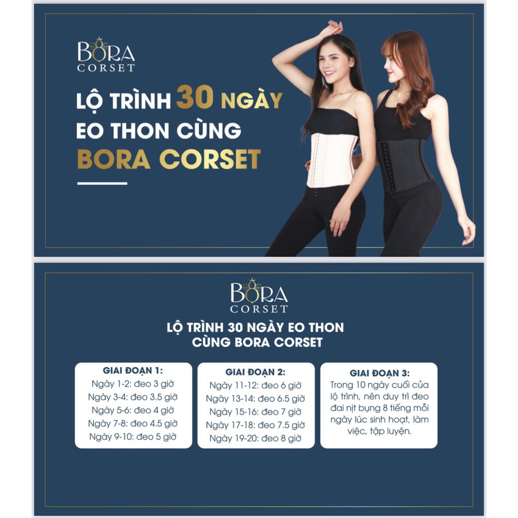 [BORA CORSET] ĐAI LATEX ĐỊNH HÌNH GIẢM EO 25 XƯƠNG MỀM_TẶNG THƯỚC DÂY CAO CẤP