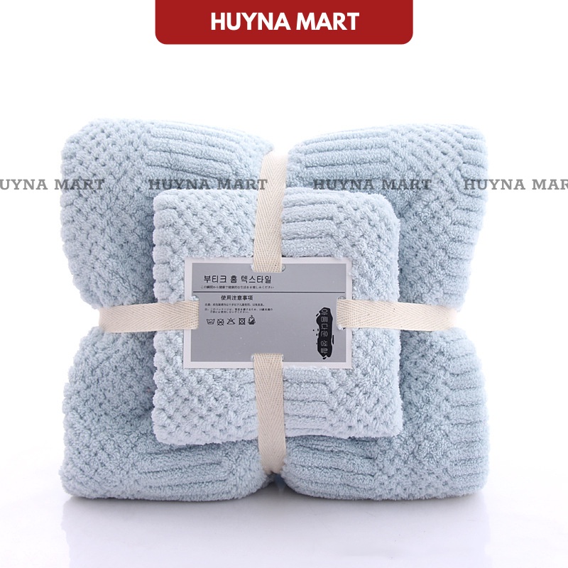 Set 2 Khăn Tắm Lông Cừu Xuất Hàn Cỡ Lớn Siêu Mềm Mịn Thấm Hút Nước Mới HUYNA MART NT09