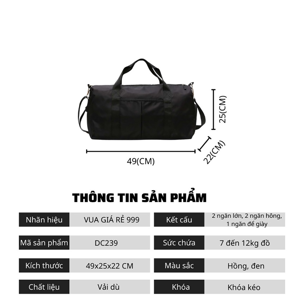 Túi du lịch có ngăn để giày chống thấm nước đựng đồ du lịch cao cấp tiện dụng DC239