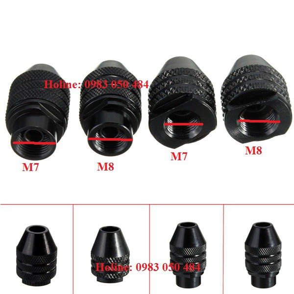 Đầu kẹp mũi khoan 3 chấu M7 hoặc M8 dùng cho máy khoan