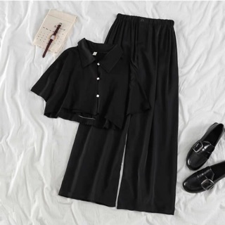 Set Croptop + Quần ống rộng dài