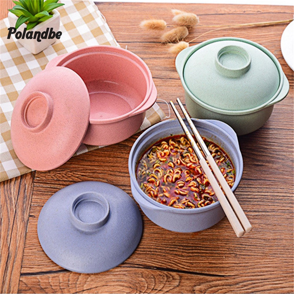 Bát Ăn Mì Có Nắp Đậy Bằng Chất Liệu Lúa Mạch Chống Mài Mòn Tiện Dụng