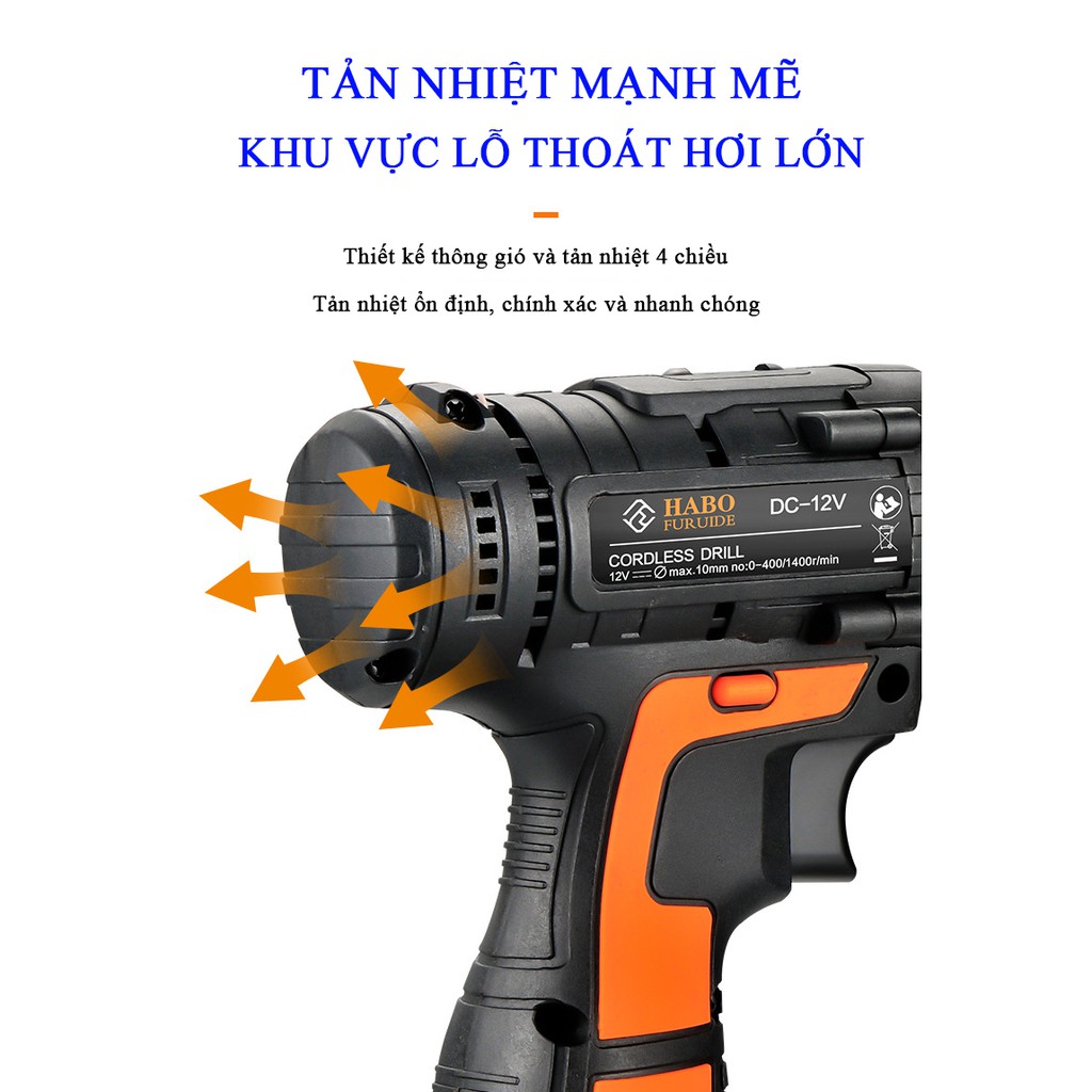 Máy khoan pin giá rẻ 12v Habo bắt vít cầm tay không dây