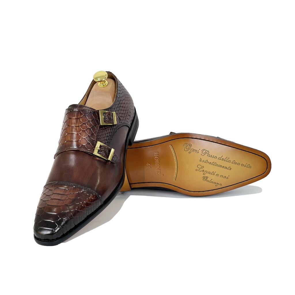 Giày Homme Le Marche - Double Buckle Monk Strap