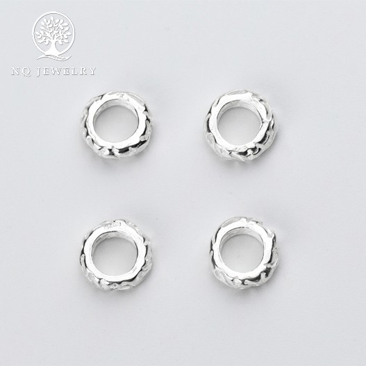 Charm bạc chặn hạt hoa văn - NQ Jewelry