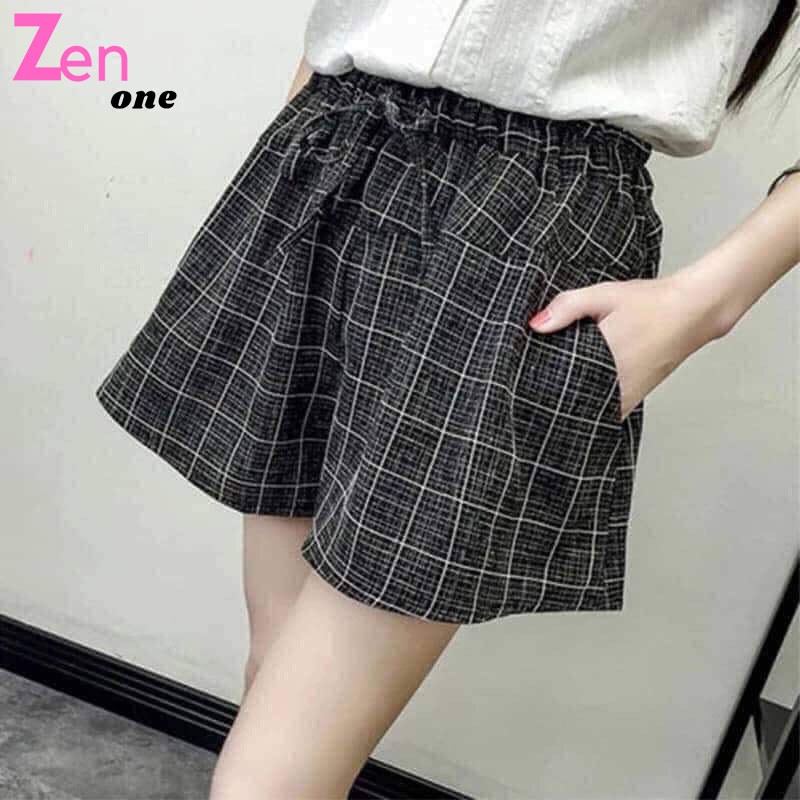 Quần đùi nữ ZenOne , quần short dáng giả váy kẻ caro chất liệu kaki mềm  mại giặt máy không lo bung chỉ , phai màu. | BigBuy360 - bigbuy360.vn