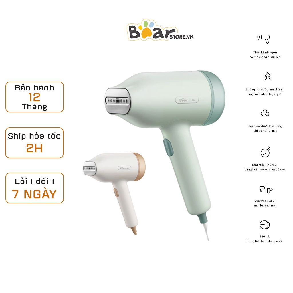 Bàn là hơi nước Bear, Bàn ủi hơi nước cầm tay - Dễ dàng sử dụng - Hiện tại - Công suất 1000W - BẢO HÀNH CHÍNH HÃNG