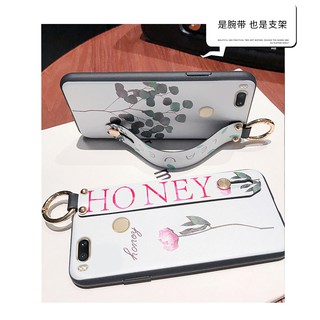 Ốp điệ̣n thoại họa tiết lá hoa có dây đeo tay cho Xiaomi Redmi 5plus Mi 5x