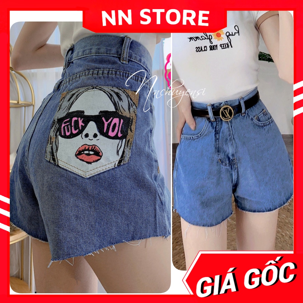 Quần short jean nữ  Quần đùi nữ chất jean cao cấp thêu hoa thêu chữ in hoạt hình dễ thương SLT short jean tổng hợp