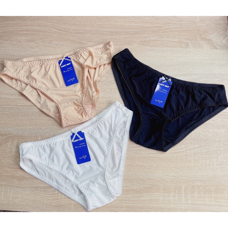 Quần lót Nữ Trơn Thun Lạnh Lady Sky Chính Hãng _ Quần chip Màu Basic Da đen Trắng Mềm Mại Thoáng Mát