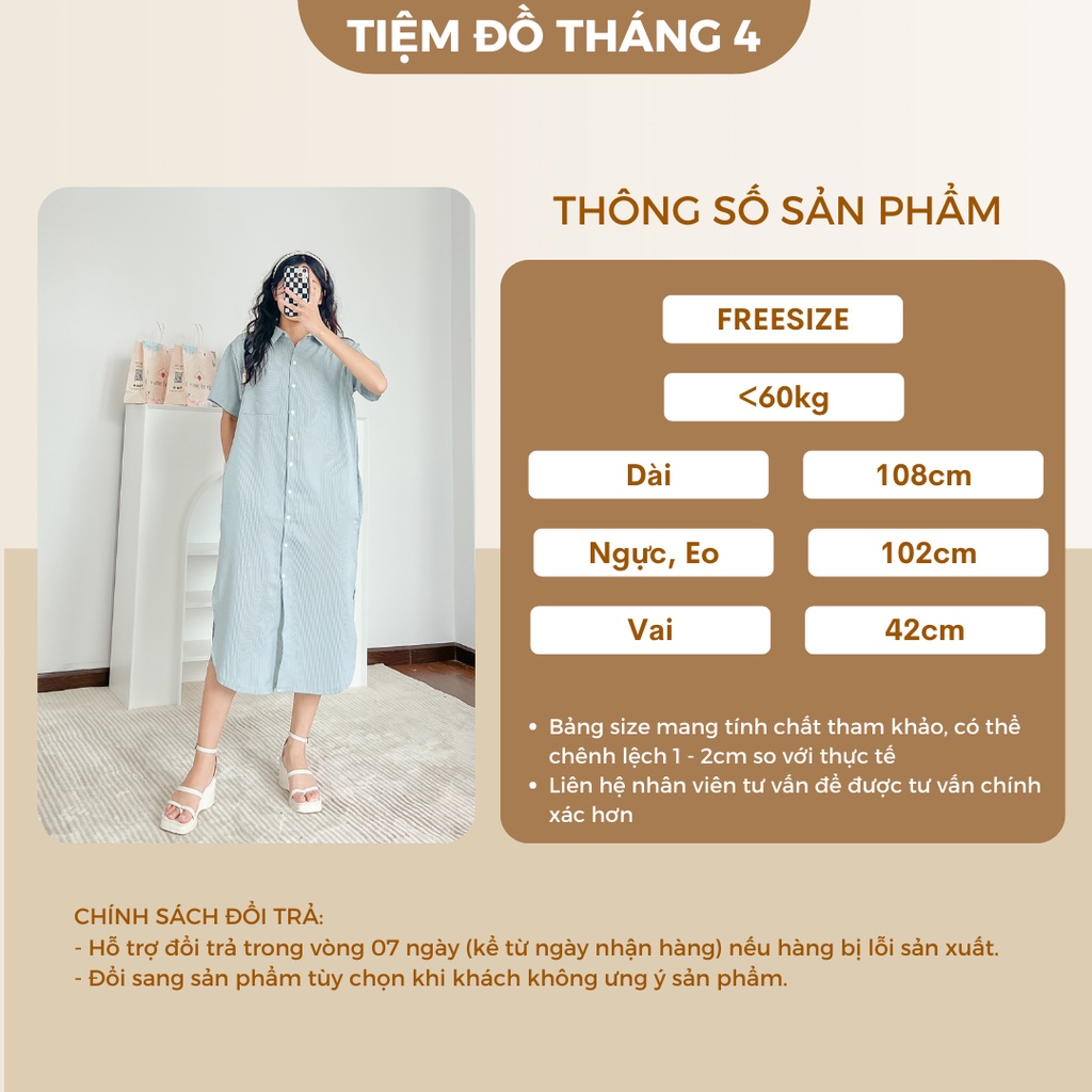 Đầm Sơ Mi Dáng Dài Xẻ Tà TIỆM ĐỒ THÁNG 4 FABRI DRESS