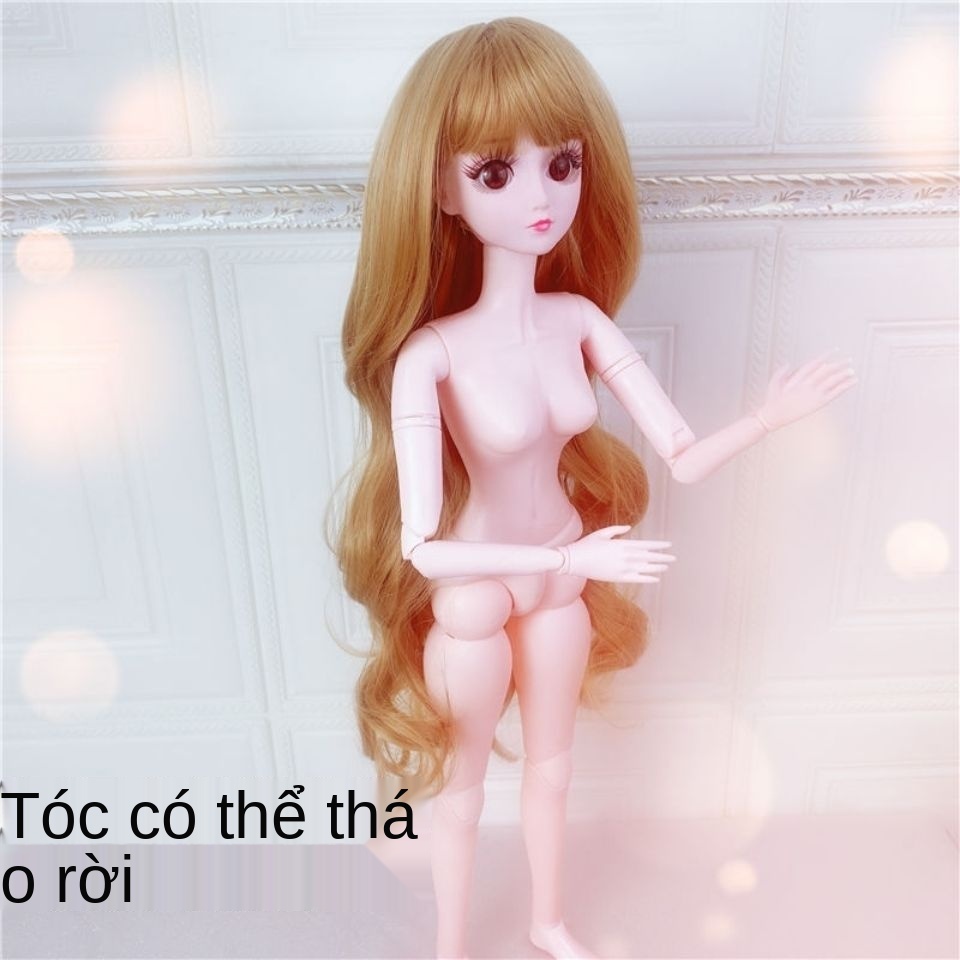 60cm Lông mi 3D khỏa thân Cơ thể trẻ em Ye Luoli Doll Dress Up Toy Oversize Barbie Wig