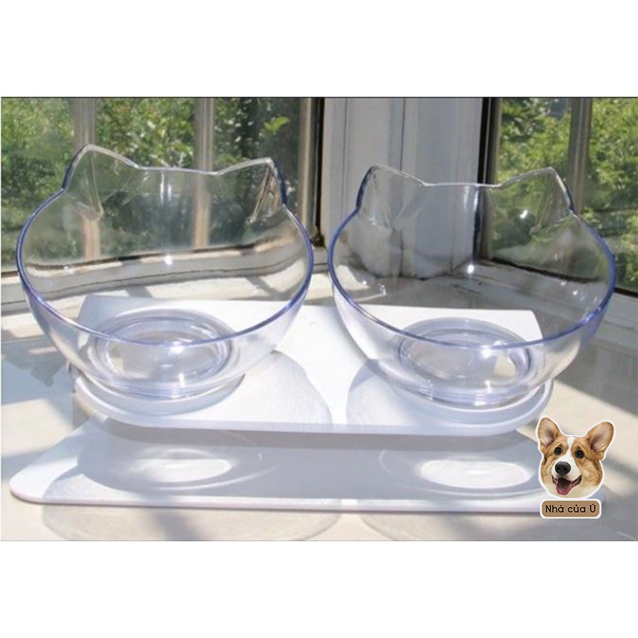 Bát Ăn Chó Mèo Chống Gù - Bát Ăn Chống Gù Trong Suốt Cho Thú Cưng