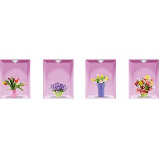 decal dán tường bộ tứ bình hoa