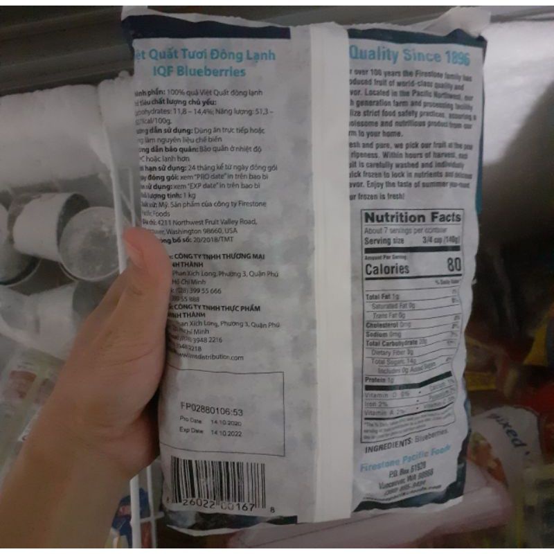 Việt quất tươi đông lạnh 1kg