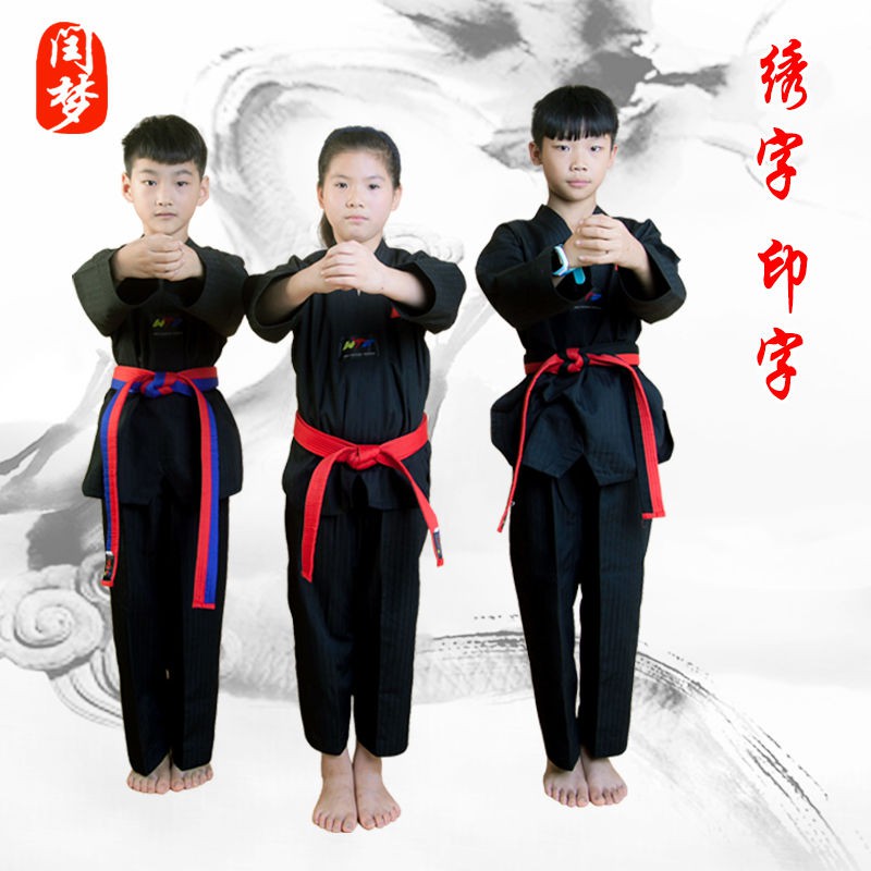 Bộ Quần Áo Tập Võ Taekwondo Màu Đỏ / Đen Cho Bé