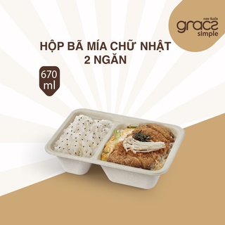 [HÀNG CHÍNH HÃNG] Hộp bã mía 2 ngăn (670ml) (GRACZ - THÁI LAN)