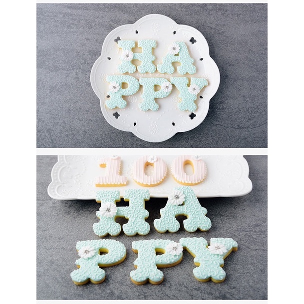 bộ chữ cái hàng thiết kế trang trí bánh, nhấn bánh quy