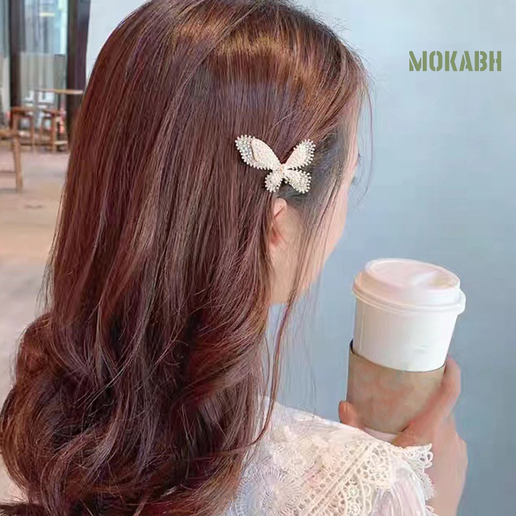 Kẹp Tóc Hình Nơ Đính Ngọc Trai Giả Lấp Lánh