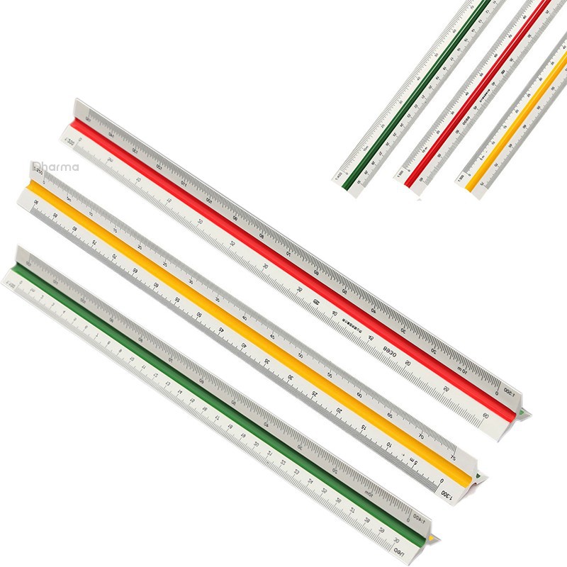 Thước Đo Hình Tam Giác Nhiều Màu Sắc 30cm 1:100~1:500 12.6''