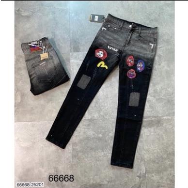 Quần jean nam đen chất bò co giãn cao cấp thêu EVISU ông địa mẫu mới-AHFASHION ❗