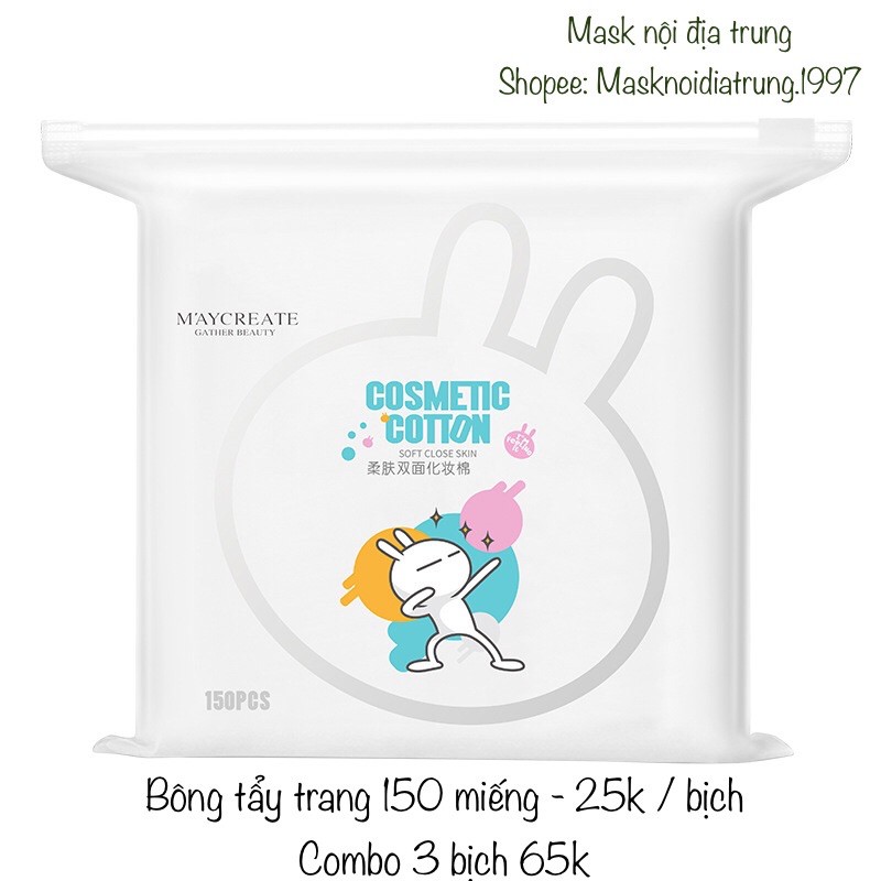 BÔNG TẨY TRANG THỎ MAYCREATE 150 MIẾNG