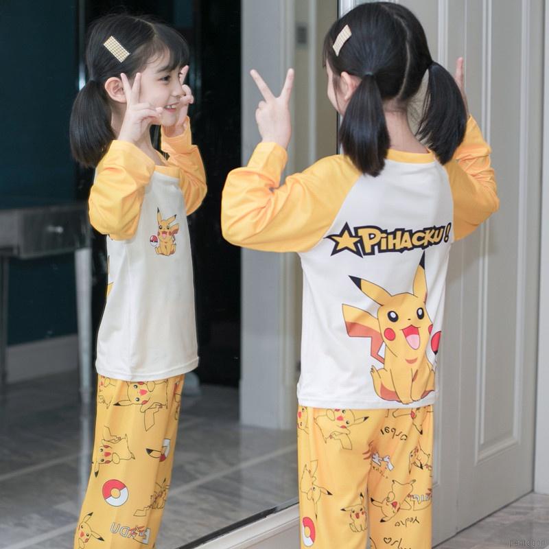 Bộ đồ ngủ tay dài in họa tiết hoạt hình dễ thương thời trang cho bé gái 2-7 tuổi