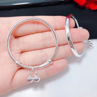 Vòng bạc s990 gắn chuông cho bé yêu , chỉnh size +có thể khắc.