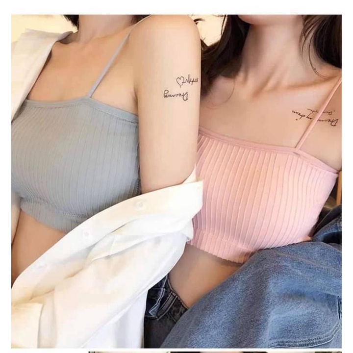 Áo Bra 2 Dây Gân Tăm💖FREESHIP💖Áo Bra Quây Cotton Tăm Siêu Xinh