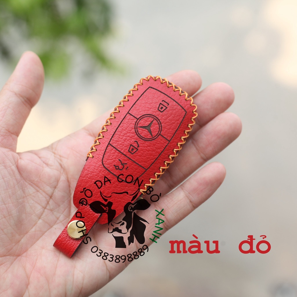 [Màu đỏ] Bao đựng chìa khoá Mercedes handmade da thật, bao da chìa khoá Mec (dòng mới 2019) 002