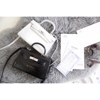 Hm kelly da rắn size mini khoá bạc