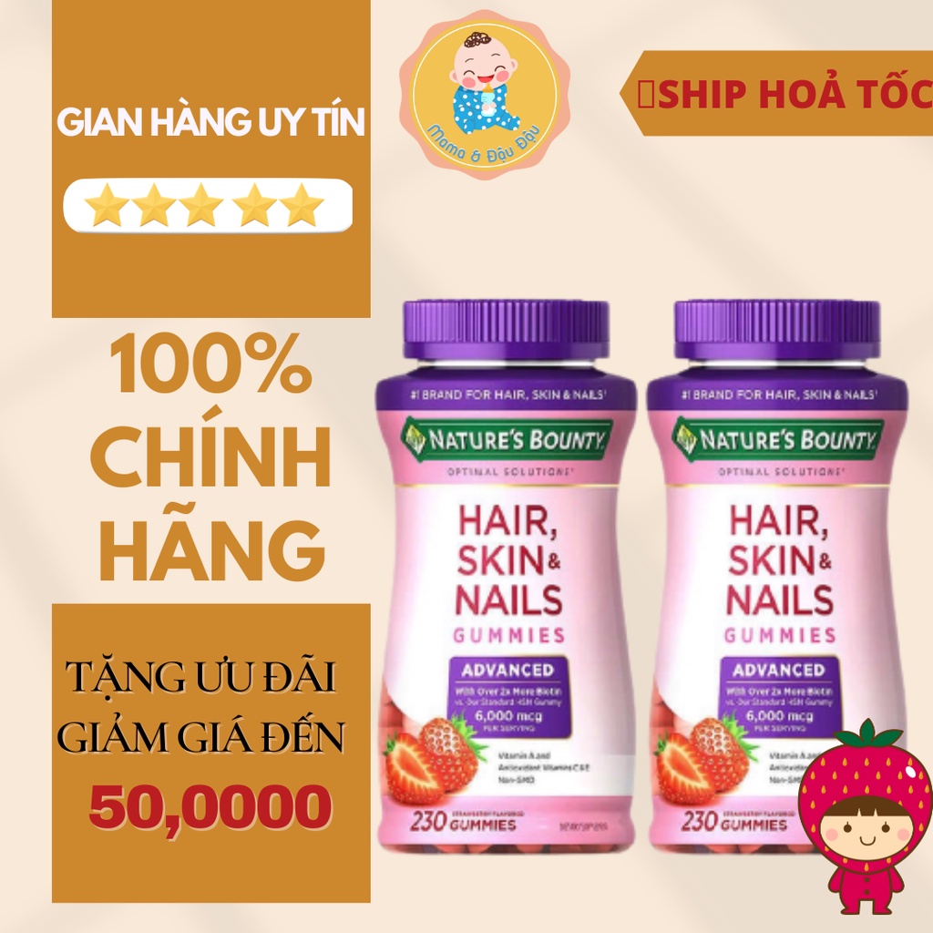 KẸO DẺO HAIR SKIN NAILS GUMMIES ADVANCED 6000MG BIOTIN DƯỠNG TÓC ÓNG MƯỢT, CHẮC KHOẺ, DA DẺ TƯƠI TRẺ
