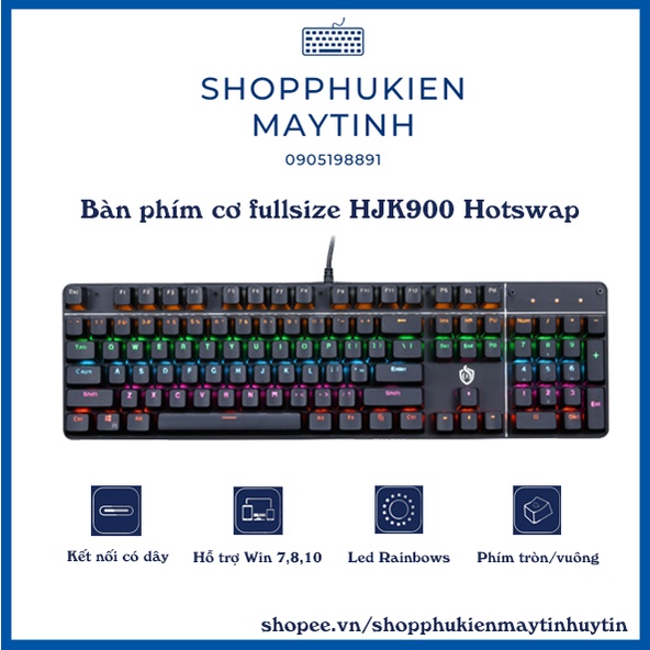 Bàn Phím Cơ HJK900 104 phím, Bàn Phím Máy Tính Gaming cao cấp Led hiệu ứng Tuyệt Đẹp, Hàng Chính Hãng