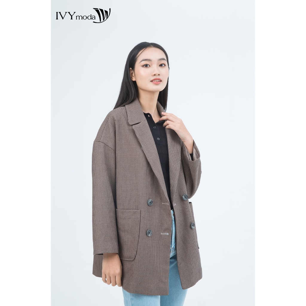 [NHẬP WABRTL5 GIẢM 10% TỐI ĐA 50K ĐH 250K ]Áo Vest nữ họa tiết kẻ IVY moda MS 71B7717