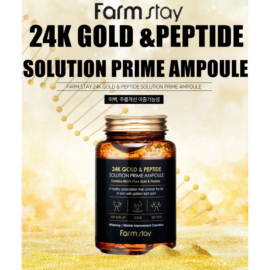 [Hàng mới về] Dung dịch tinh chất ampoule FARM STAY từ vàng 24K & peptide giúp dưỡng da chống lão hóa