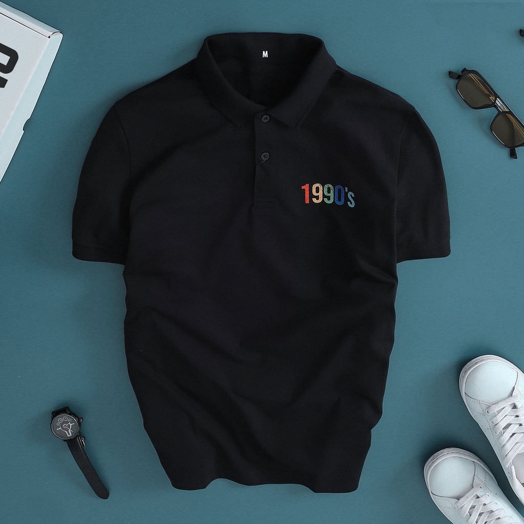 Áo thun polo 1990s Radio - vải cao cấp unisex nam nữ áo đen