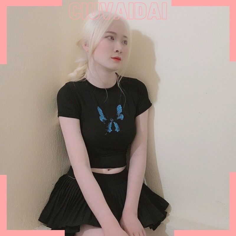 áo croptop nữ thêu bướm siêu hot ( ảnh thật )