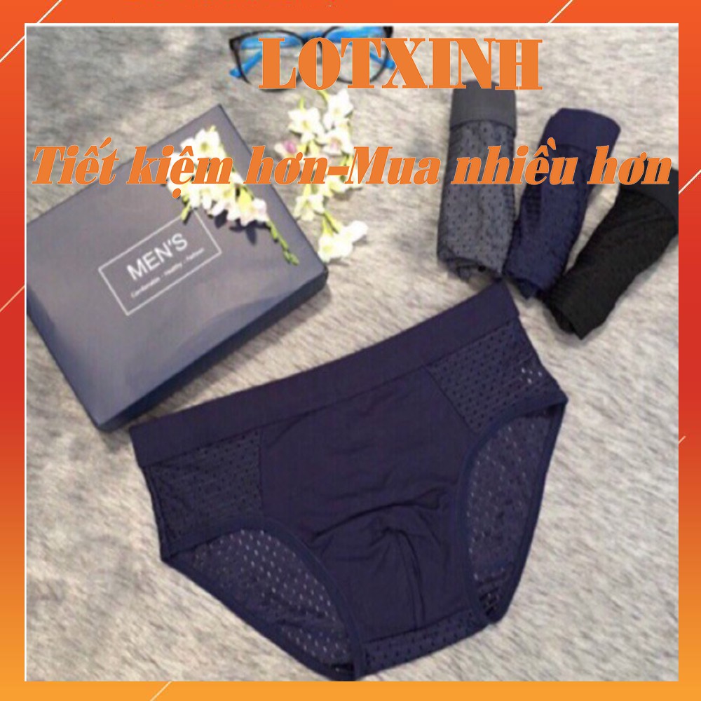 [Hộp 4 Chiếc] Quần Lót Nam Thông Hơi Cao Cấp - Quần Sịp Nam Tam Giác Lưới Xuất Nhật LOTNAM03