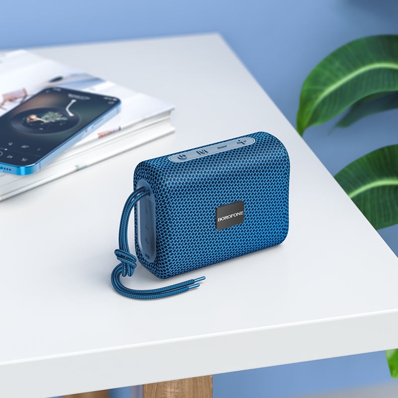 Loa BLUETOOTH MINI BOROFONE BR18 AUX,FM,TF,USB, BLT V5.1 có nút tăng giảm âm lượng riêng biệt kèm dây treo tiện lợi