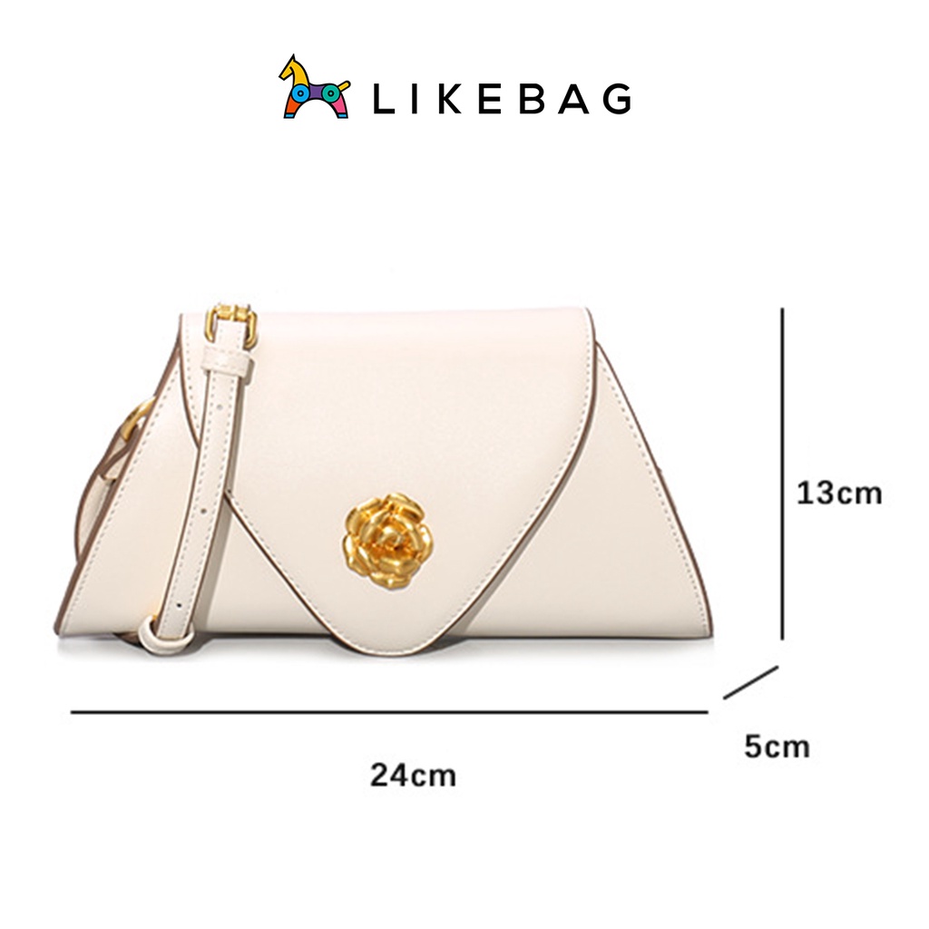 Túi xách nữ đeo vai LIKEBAG chốt hoa hồng phối dây xích bản to sang trọng 217XK1064 - LIBAGI