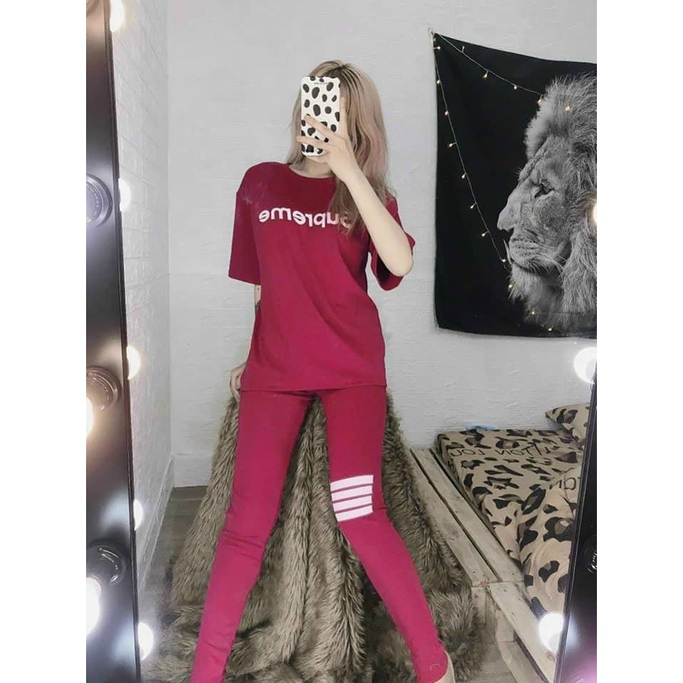 set bộ quần legging 4 sọc mẫu xinh