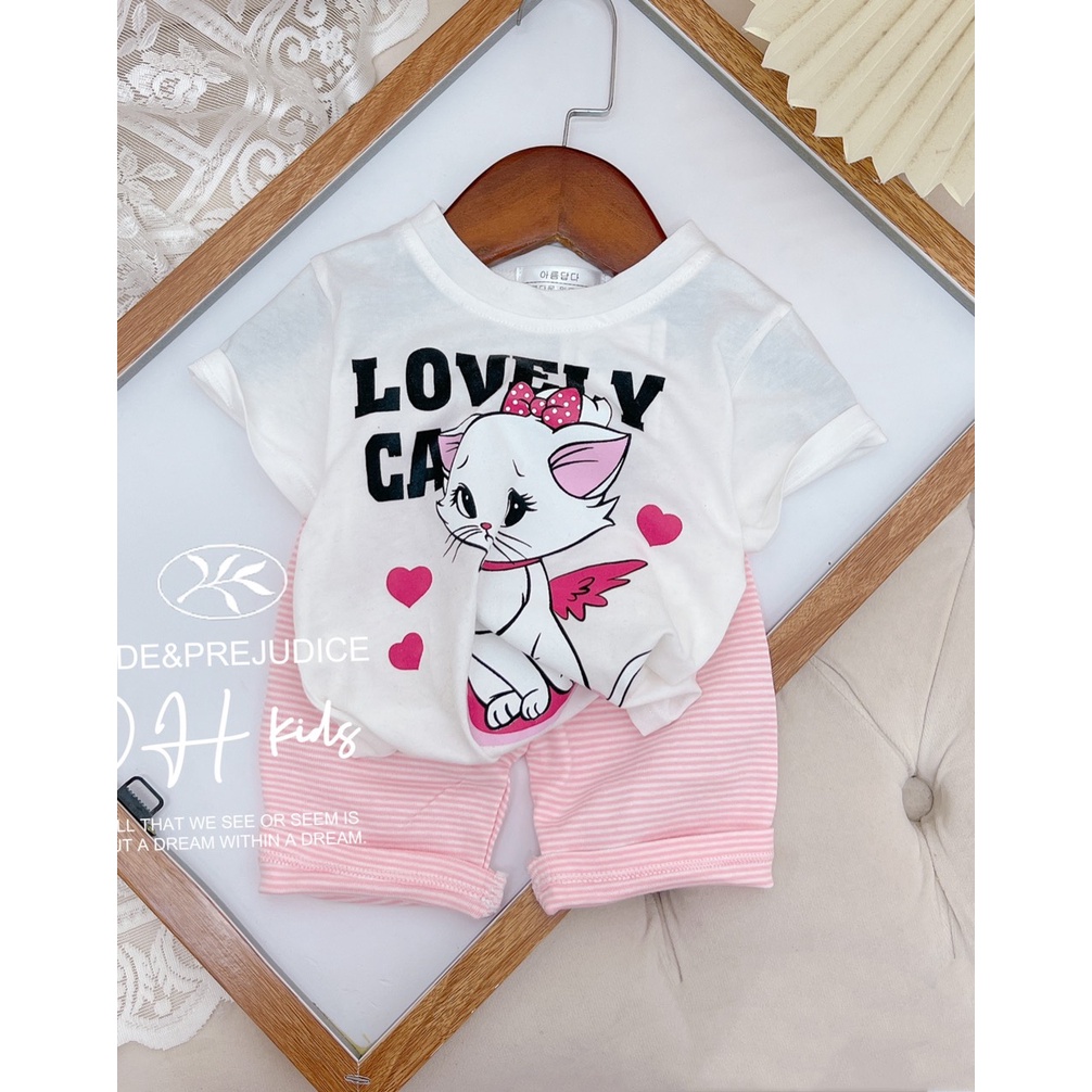 Bộ cộc tay bé gái, bộ cotton xuất Hàn siêu đẹp cho bé size 10-25kg