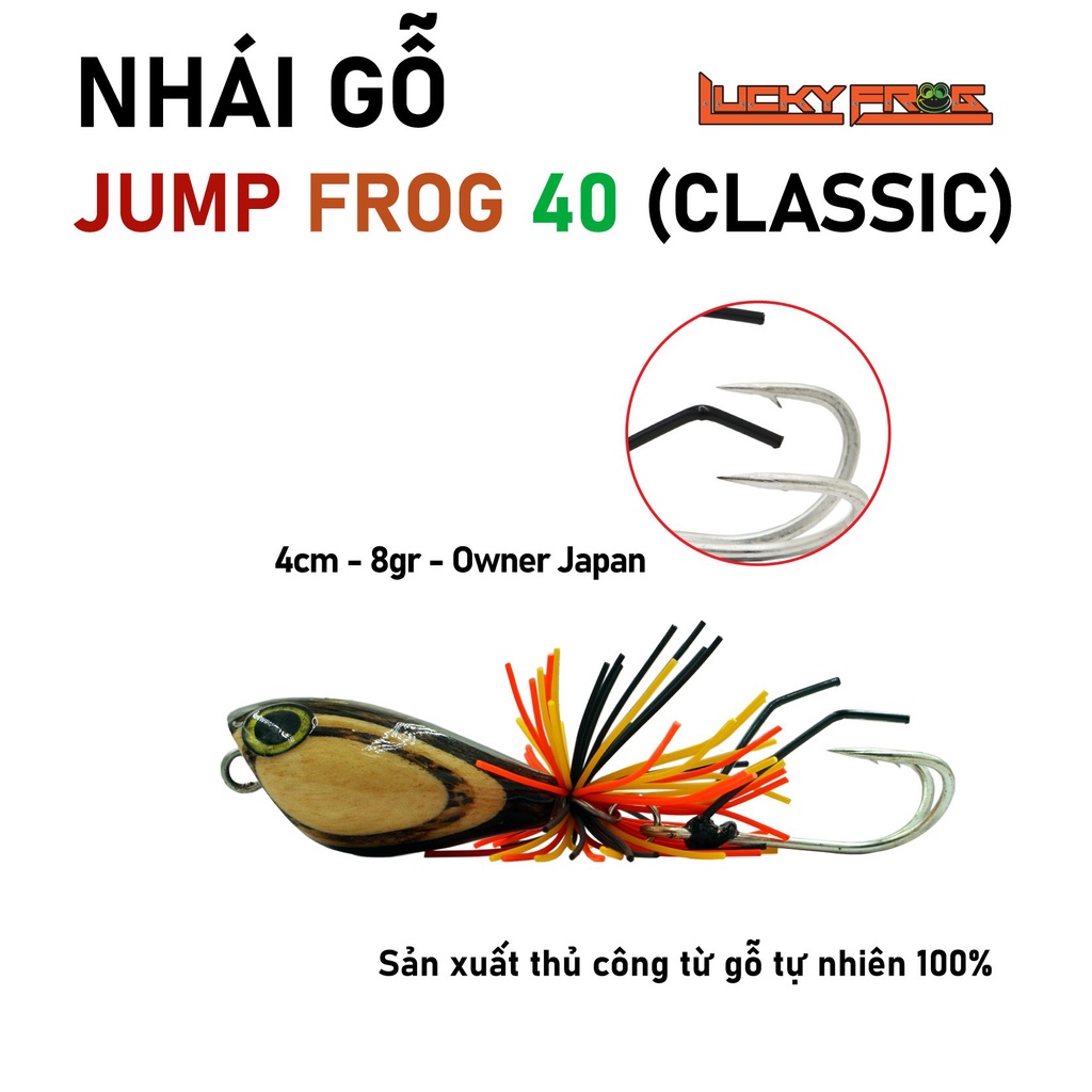 NHÁI GỖ JUMPFROG 40 CLASSIC - MỒI GIẢ CÂU LURE CÁ LÓC LUCKY NHÁI NHẢY THÁI LAN - 4CM 8GR