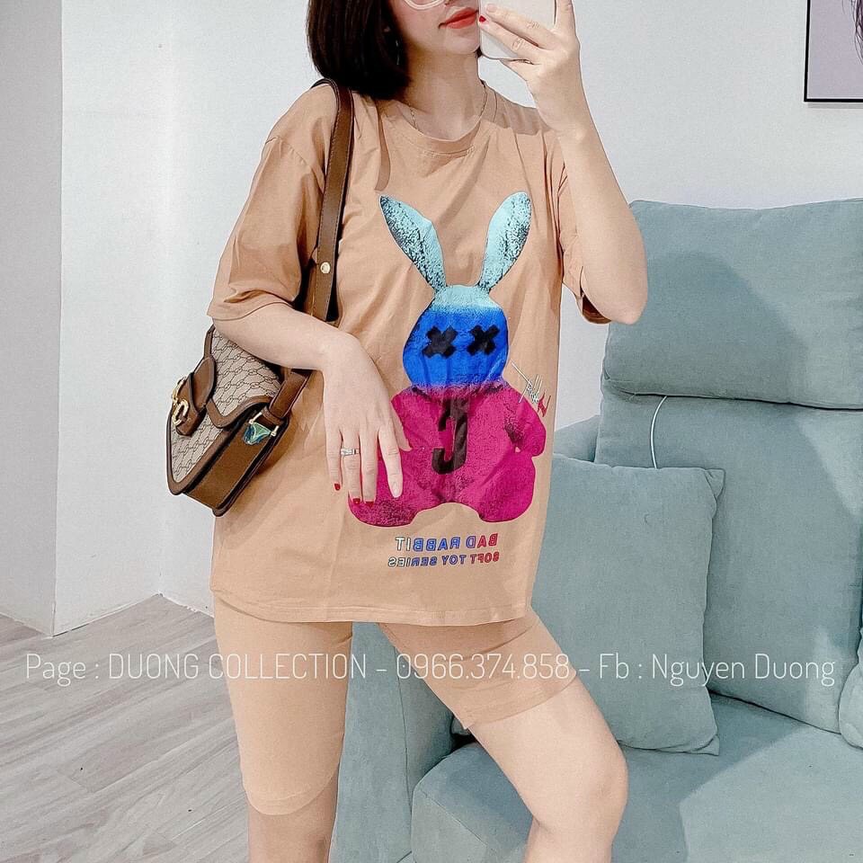 Đồ bộ thun cotton in gấu dễ thương, đồ bộ nữ phom rộng tilot thun cotton cực đẹp và nhẹ nhàng size 40-62kg.