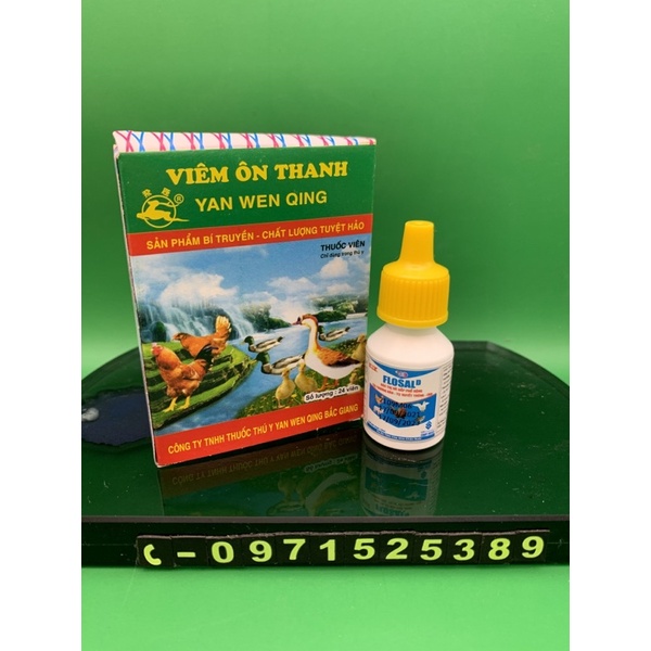 Combo Flosal 10ml + Viêm ôn thanh - dùng tốt cho gà đá, gà chọi, gà cảnh, gà tre, gà kiểng, chim cảnh