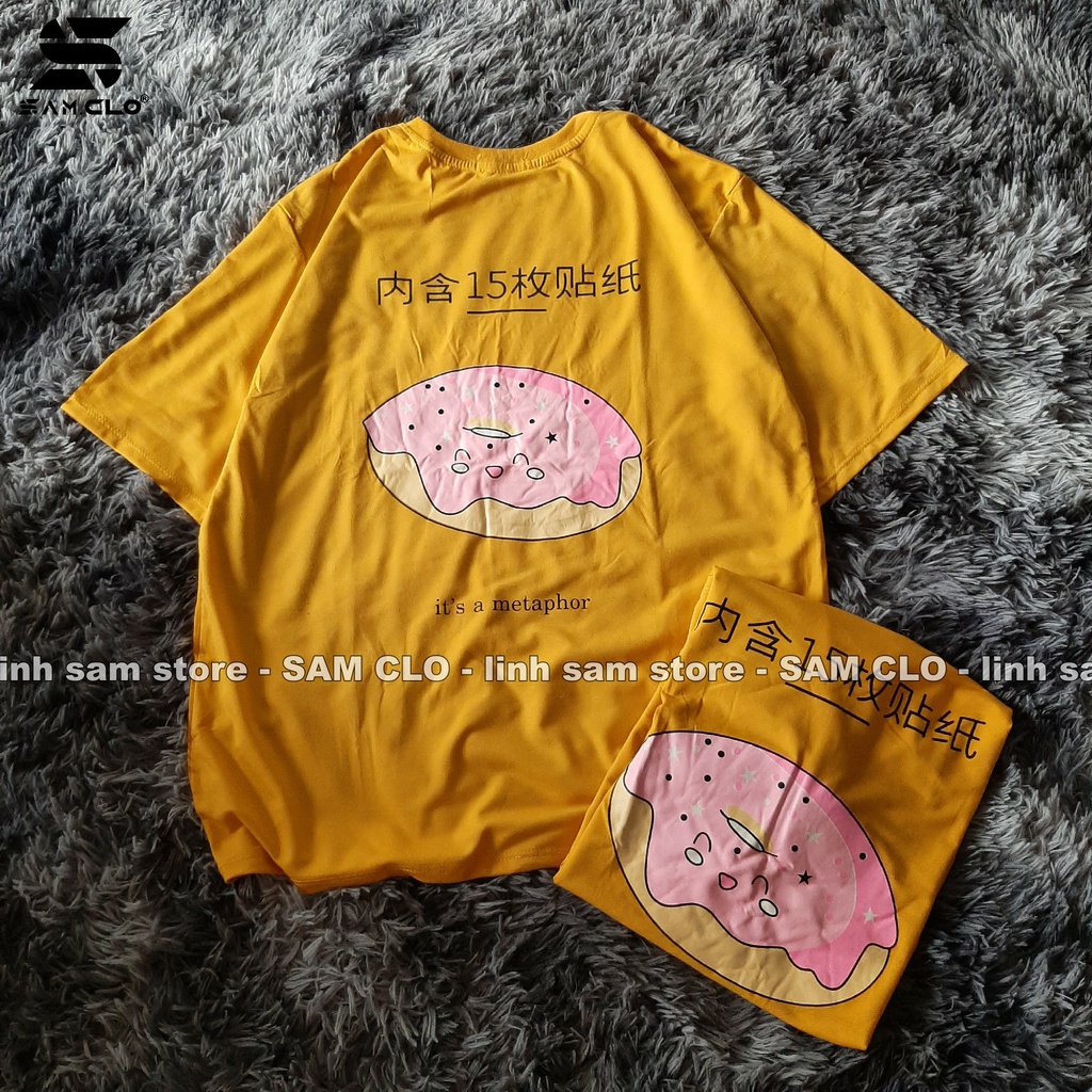 Áo thun tay lỡ nữ SAM CLO freesize phông form rộng dáng Unisex - Ulzzang mặc cặp, nhóm, lớp in hình BÁNH DONUT